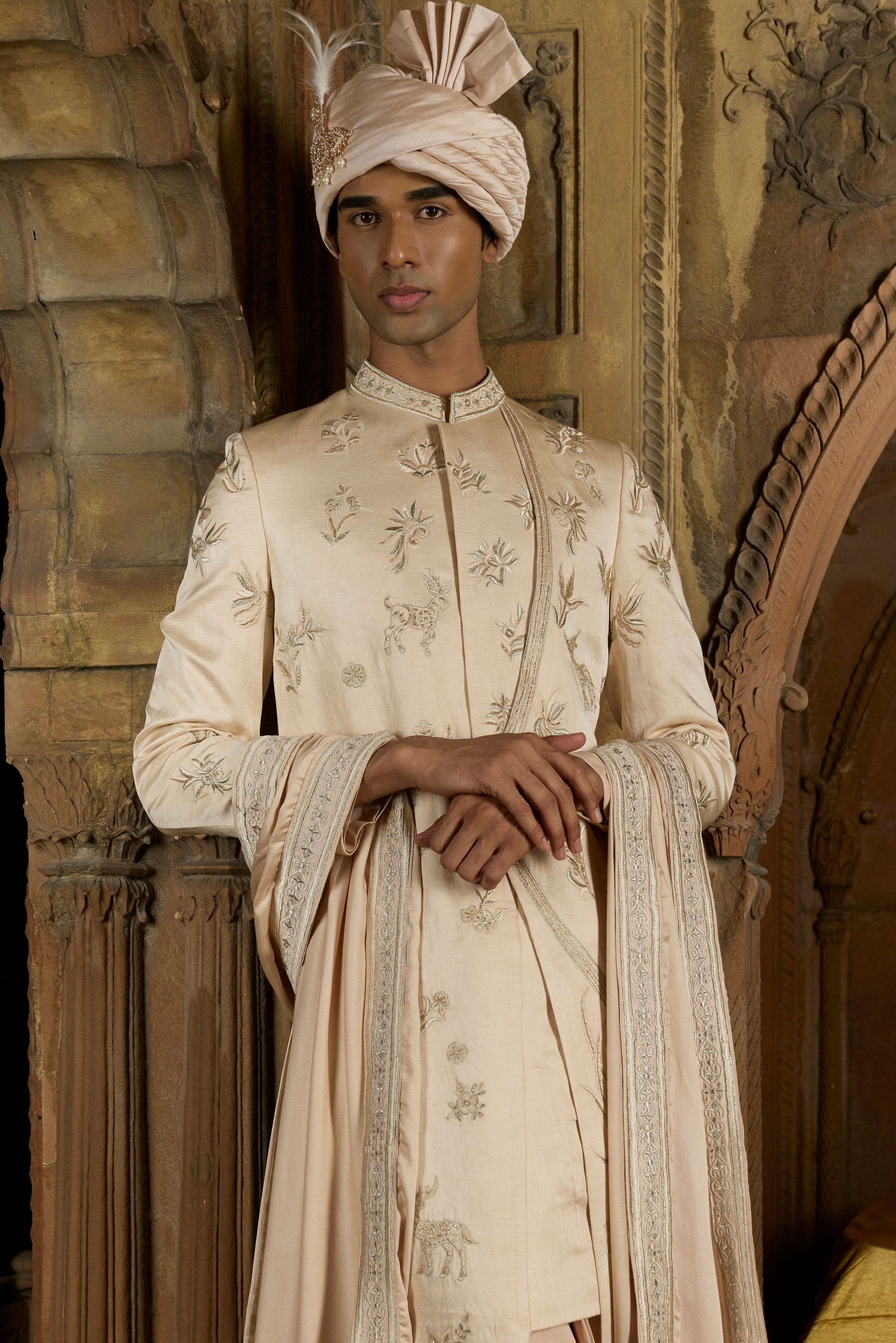 Raas “Komal Raga” Rose Gold Sherwani