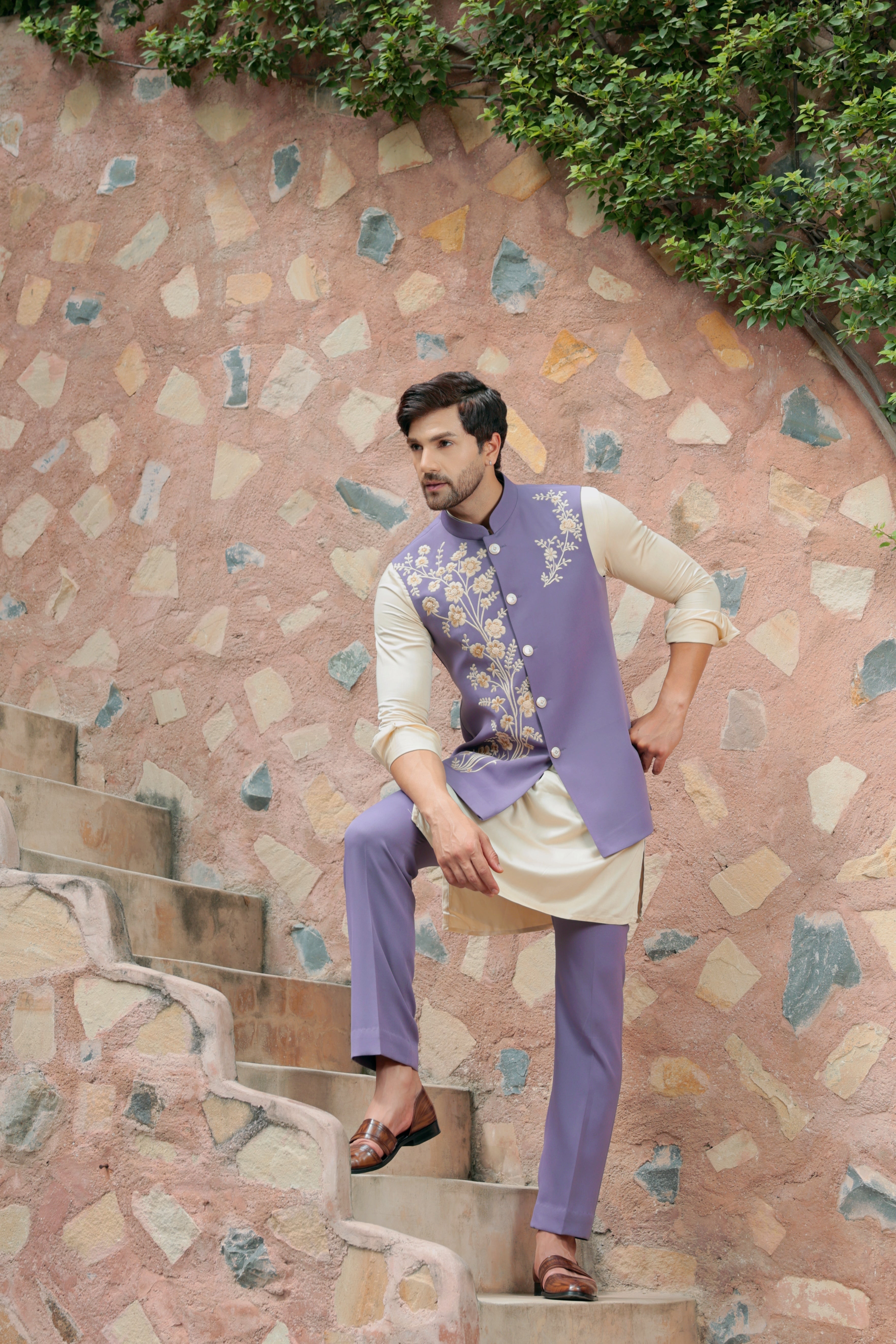 The Ethereal Lilac Nehru Jacket Set