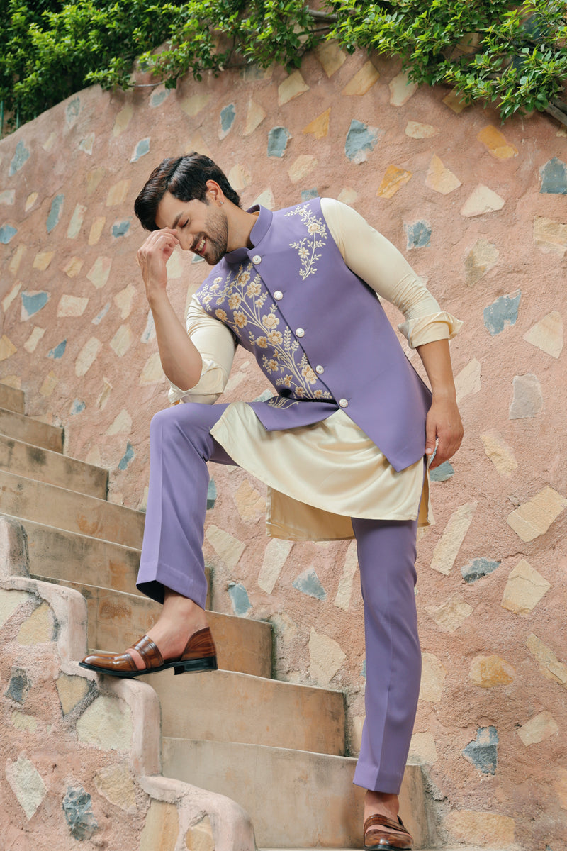 The Ethereal Lilac Nehru Jacket Set