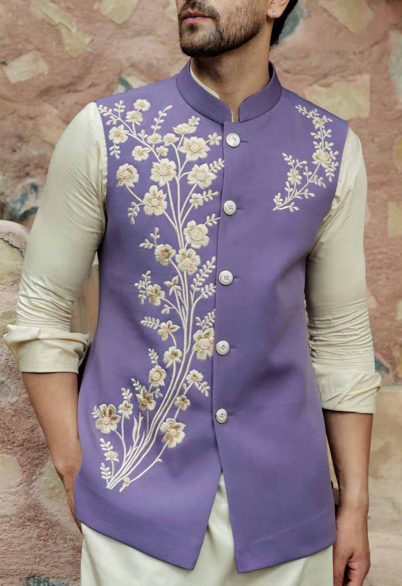 The Ethereal Lilac Nehru Jacket Set