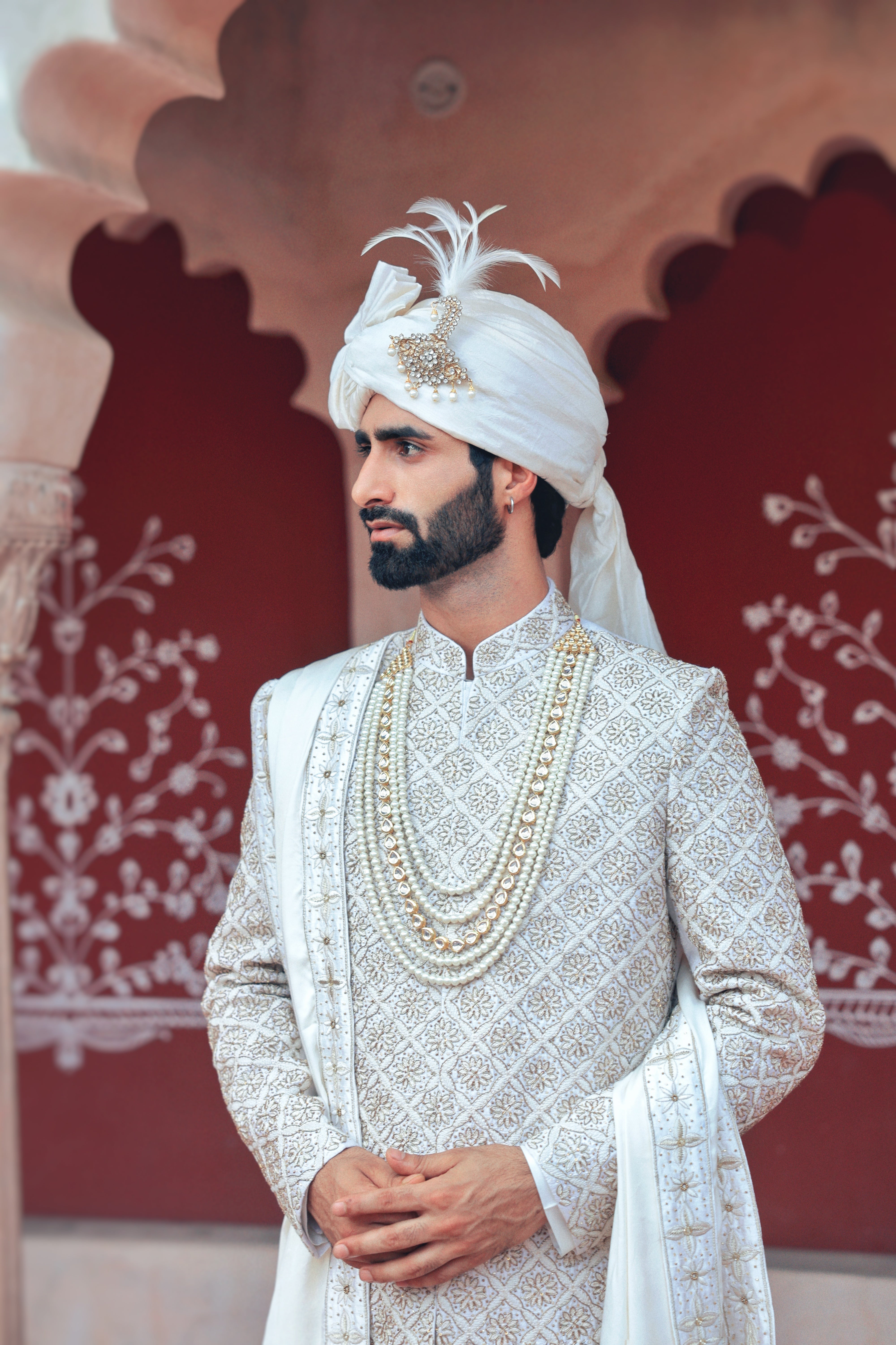 Ivory Sherwani with Gold Hand Embroidery