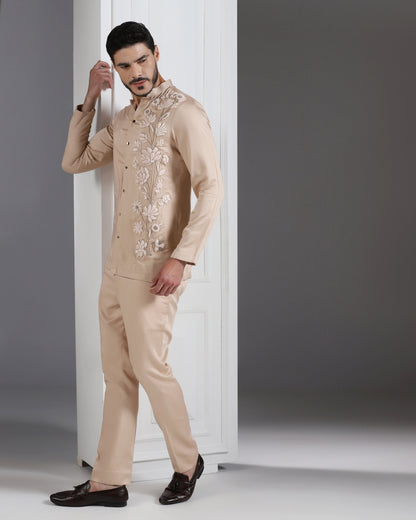Bhavya Bhasin "Peach Bloom" 3D Hand-Embroidered Cotton Satin Co-ord Set