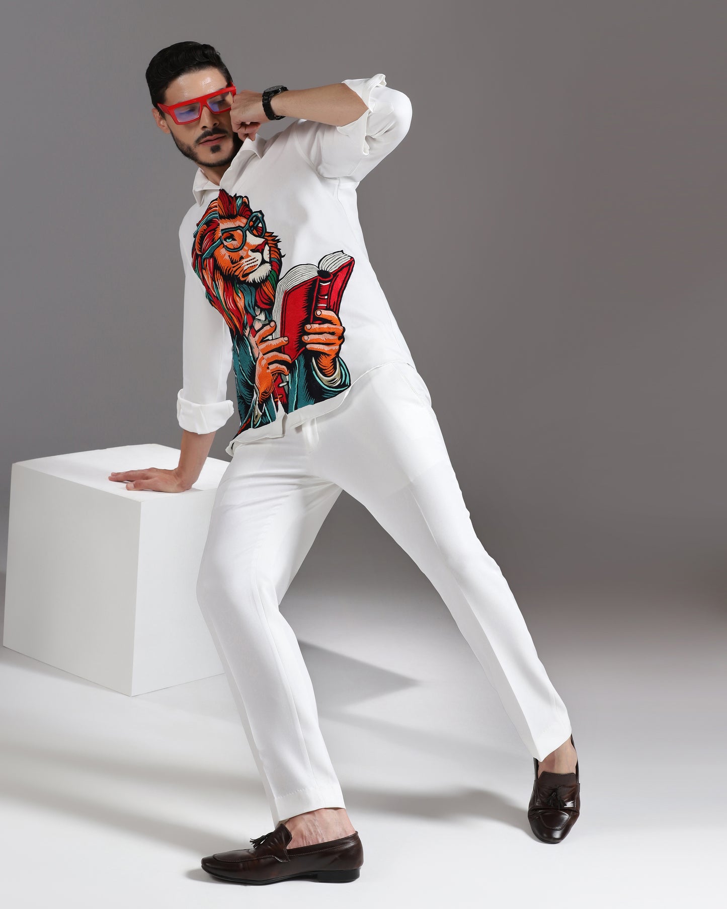 “The Scholar Lion” White Co-ord Set
