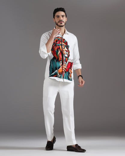 “The Scholar Lion” White Co-ord Set
