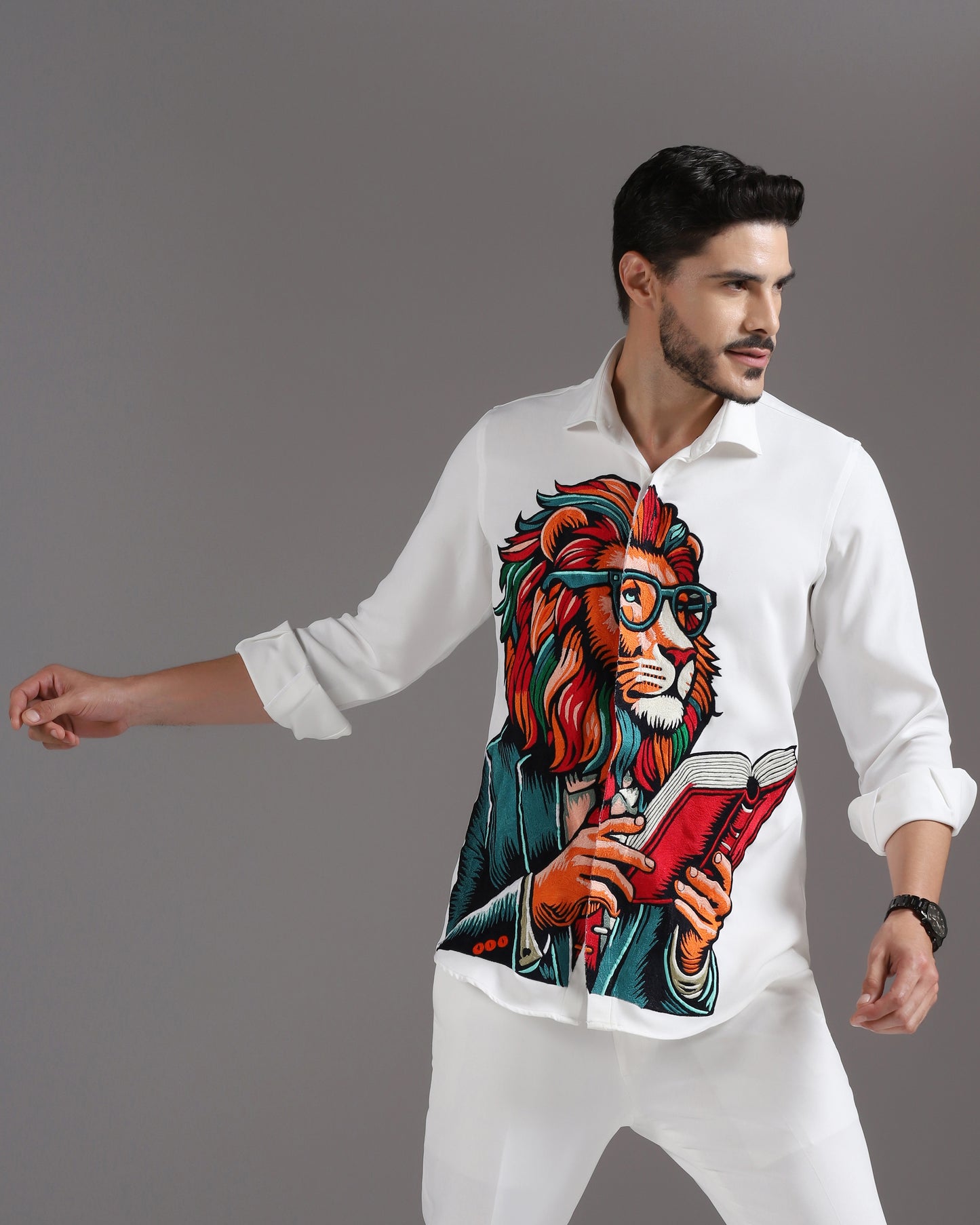 “The Scholar Lion” White Co-ord Set