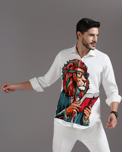 “The Scholar Lion” White Co-ord Set