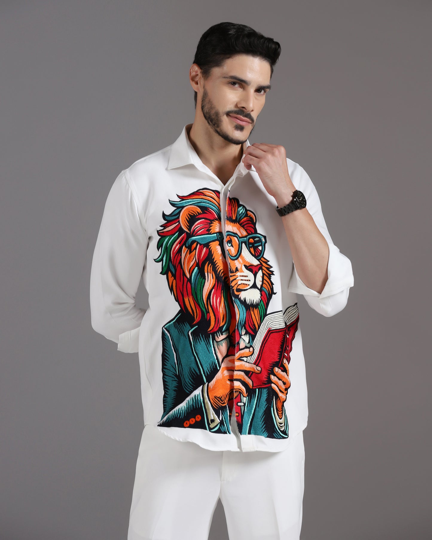 “The Scholar Lion” White Co-ord Set