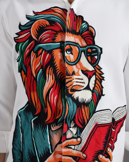 “The Scholar Lion” White Co-ord Set