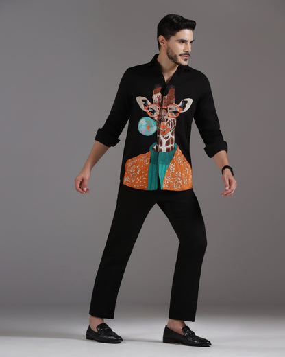 “Giraffe & Bubble” Black Crepe Co-ord Set