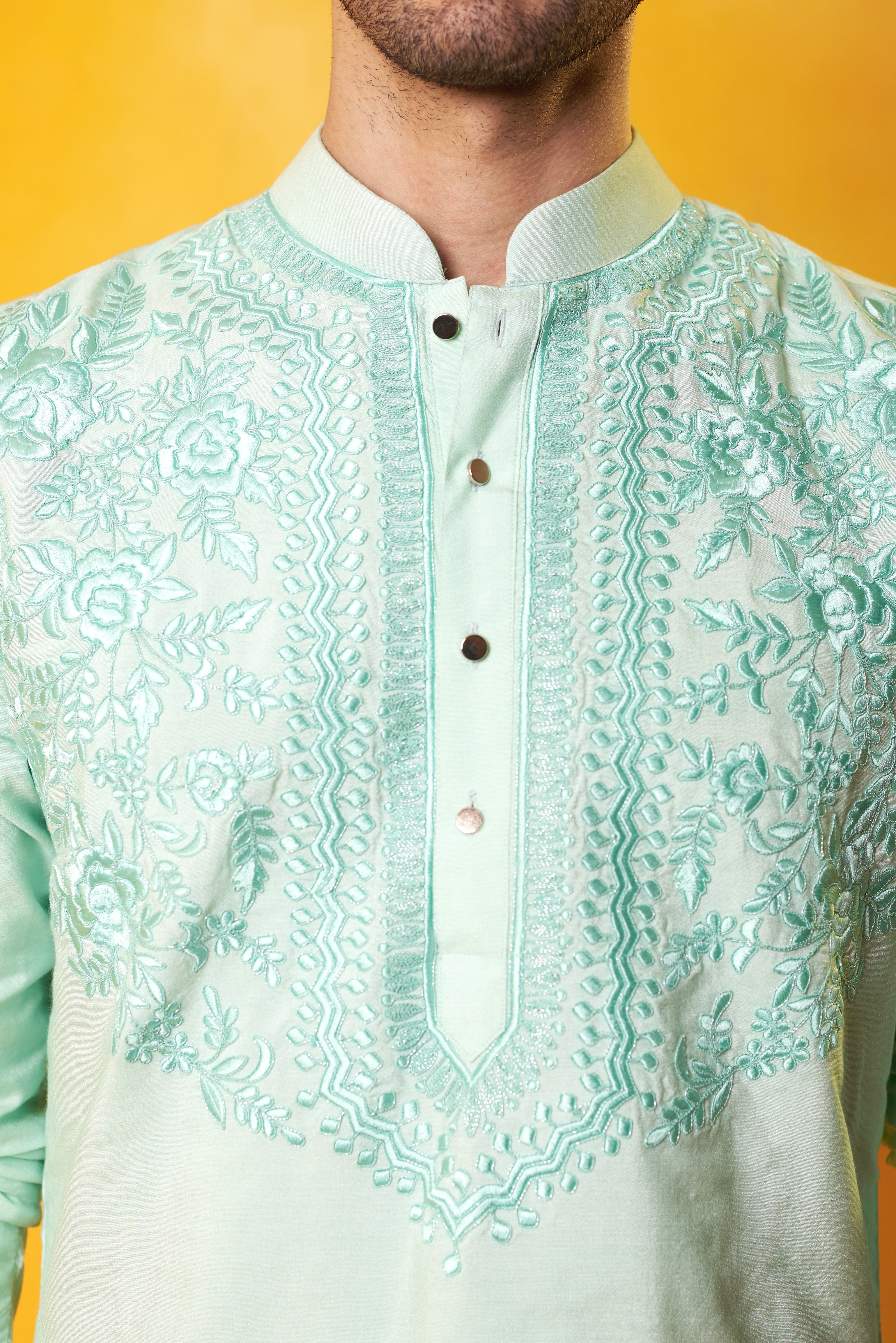 Sea Green Embroidered Kurta and Pant