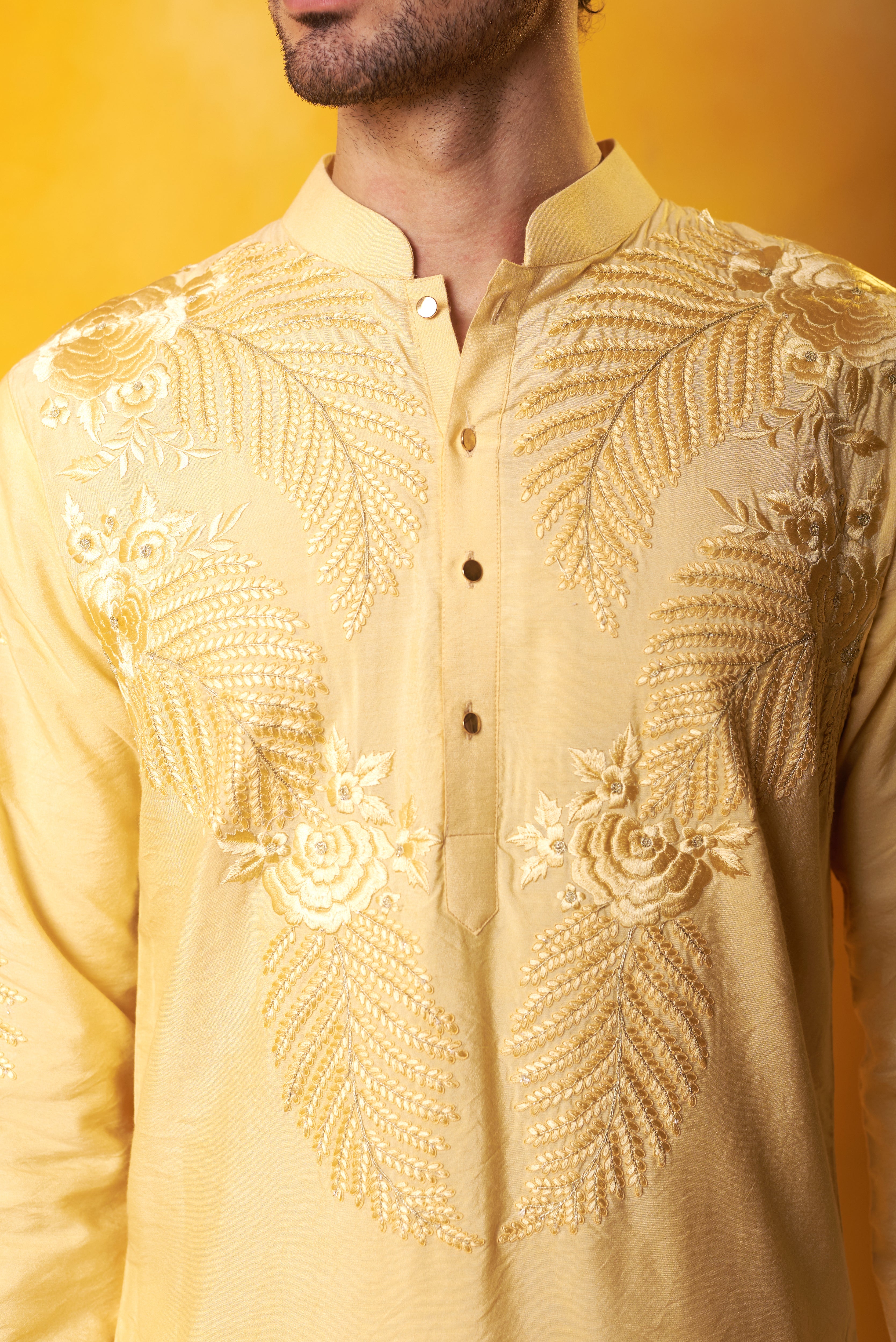 Yellow Embroidered Kurta and Pant