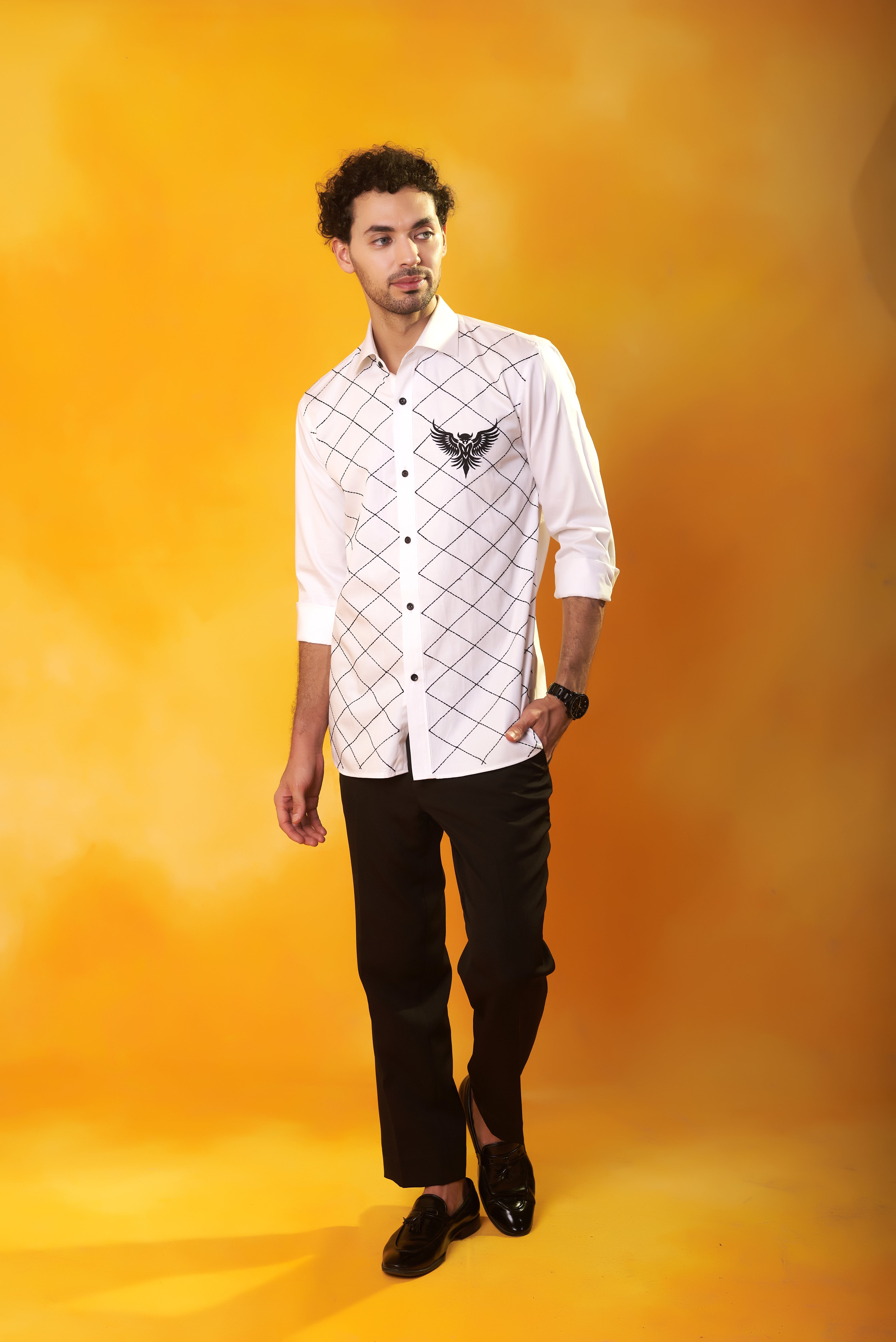 White Shirt with Bird Embroidery