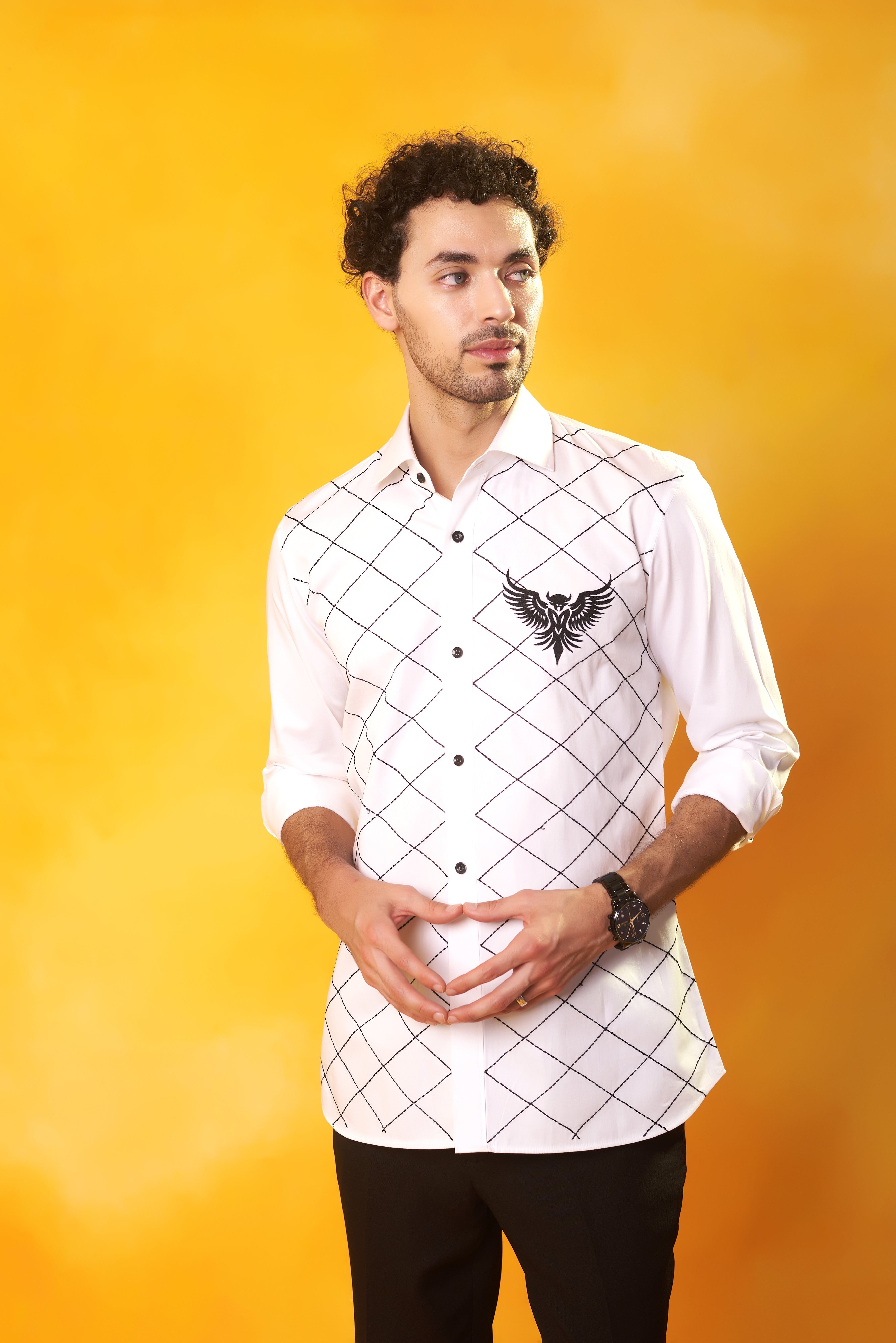 White Shirt with Bird Embroidery