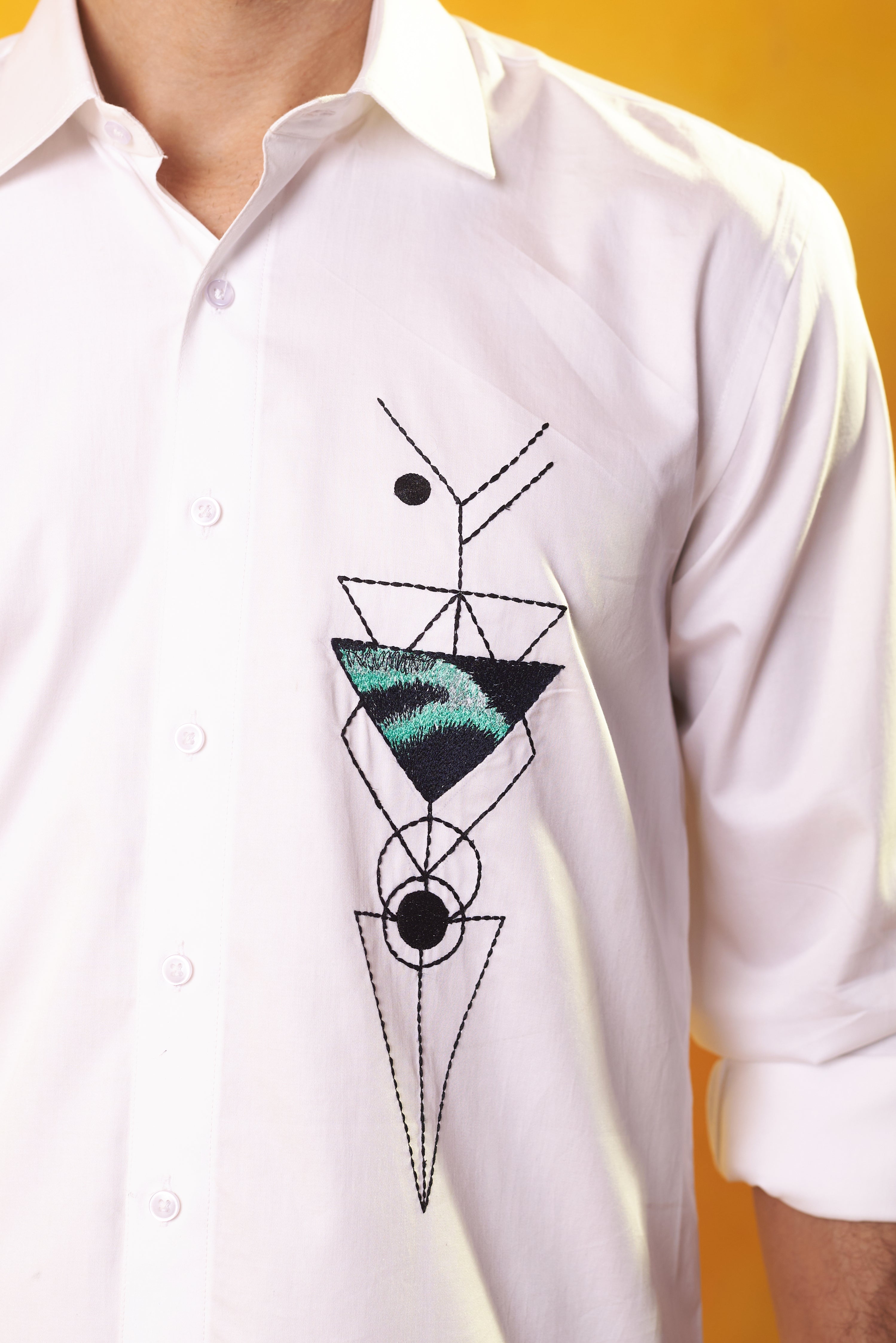 White Shirt Abstract Embroidery