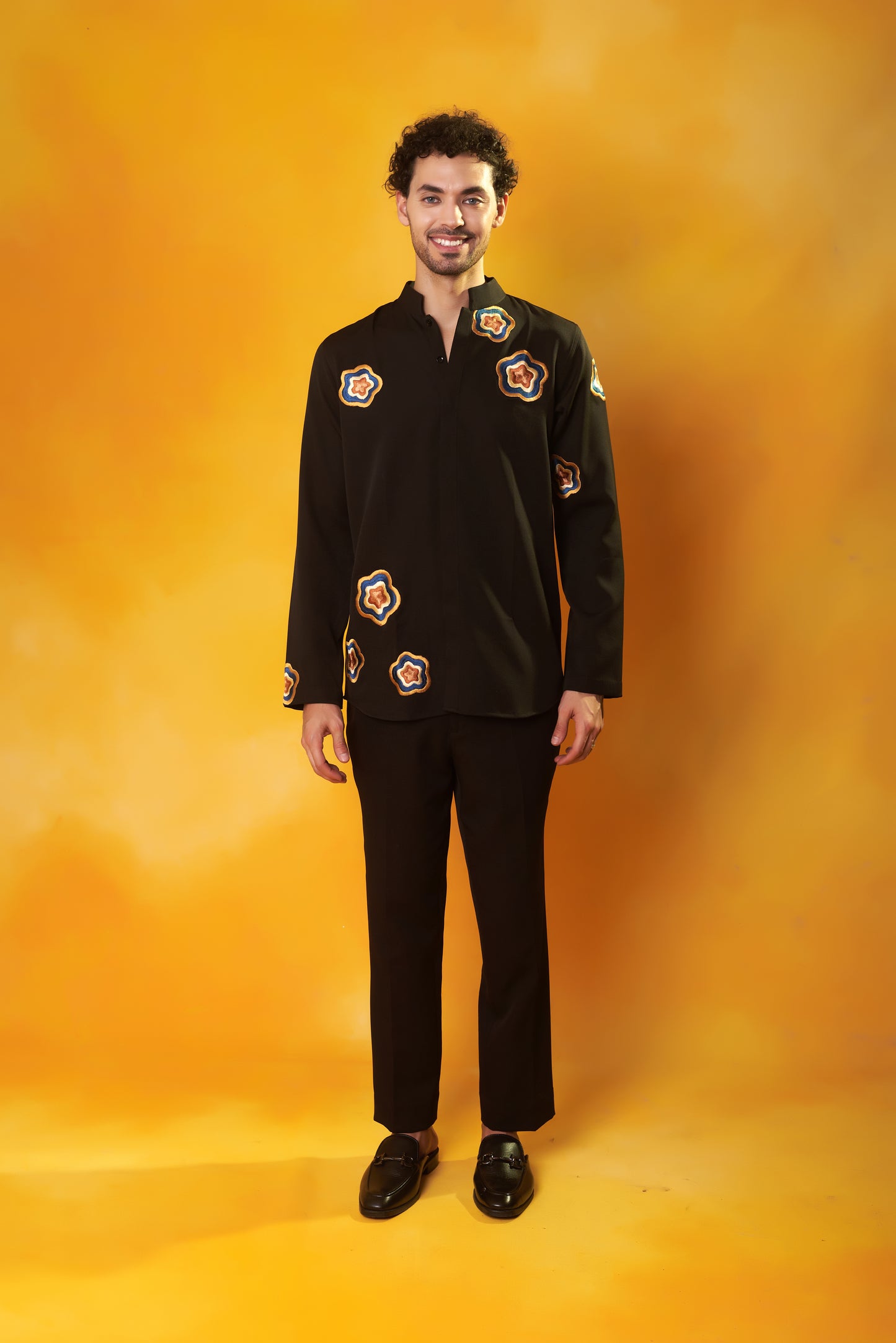 "Shyam Kala" Black Embroidered Crepe Co-ord Set