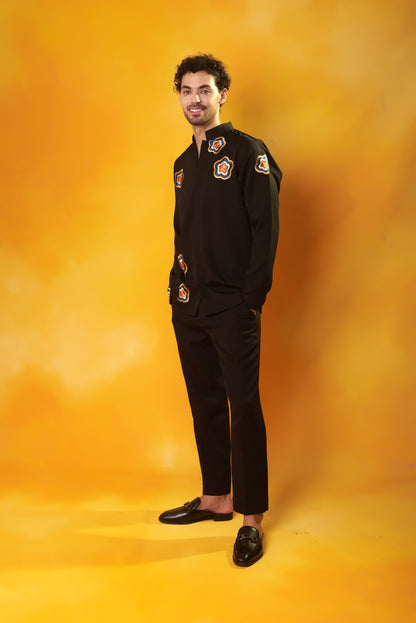 "Shyam Kala" Black Embroidered Crepe Co-ord Set