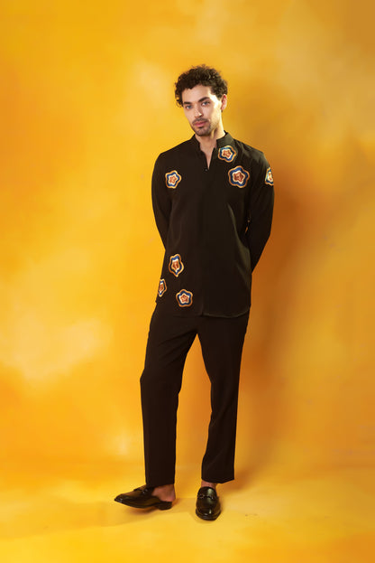 "Shyam Kala" Black Embroidered Crepe Co-ord Set