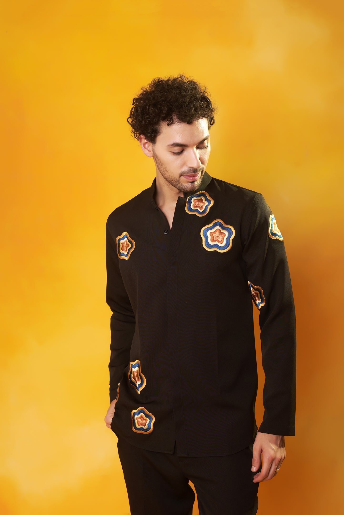 "Shyam Kala" Black Embroidered Crepe Co-ord Set