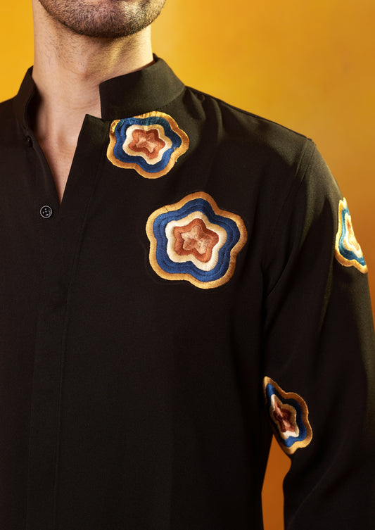 "Shyam Kala" Black Embroidered Crepe Co-ord Set