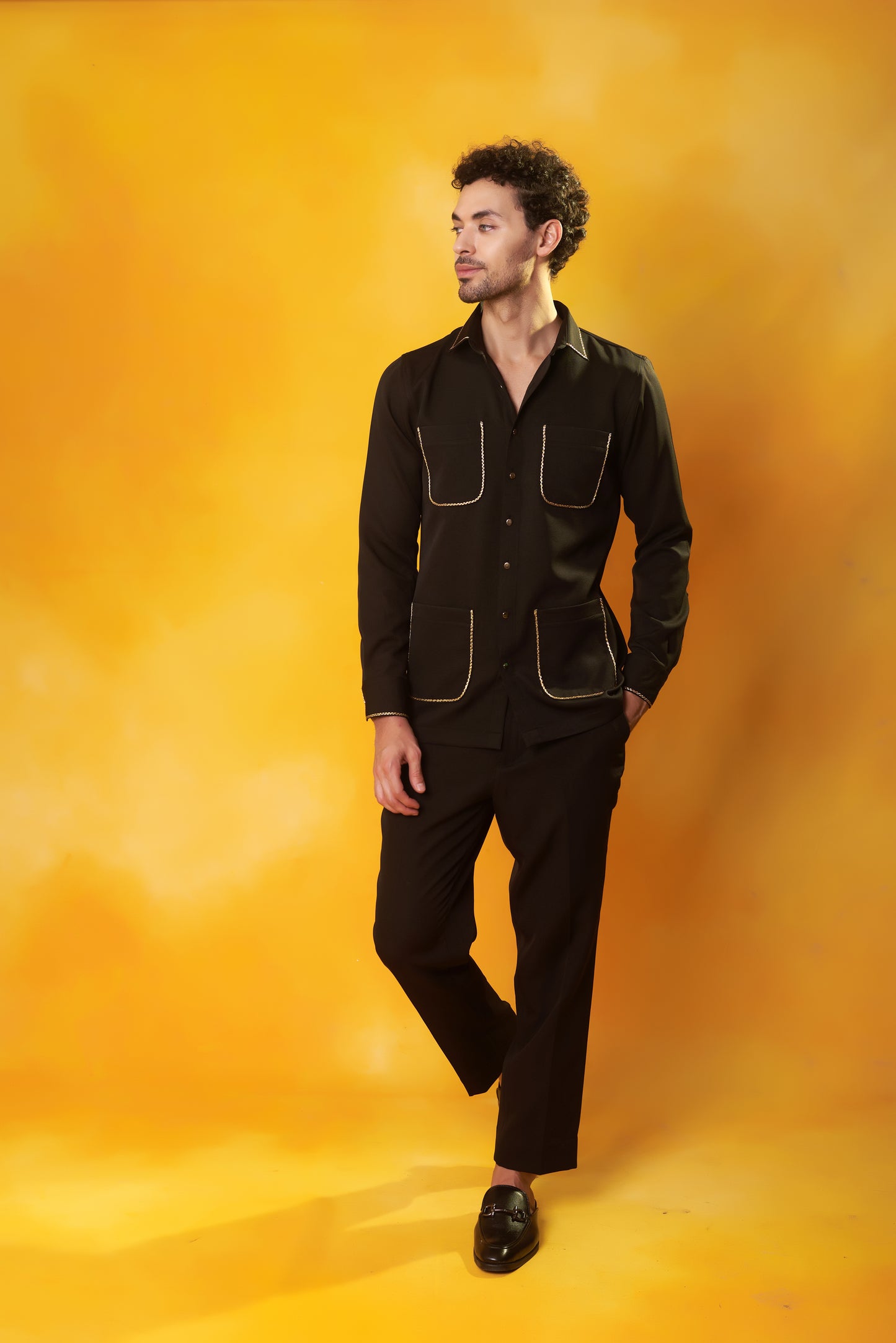 "Suvarna Shringar" Black & Gold Embroidered Co-ord Set