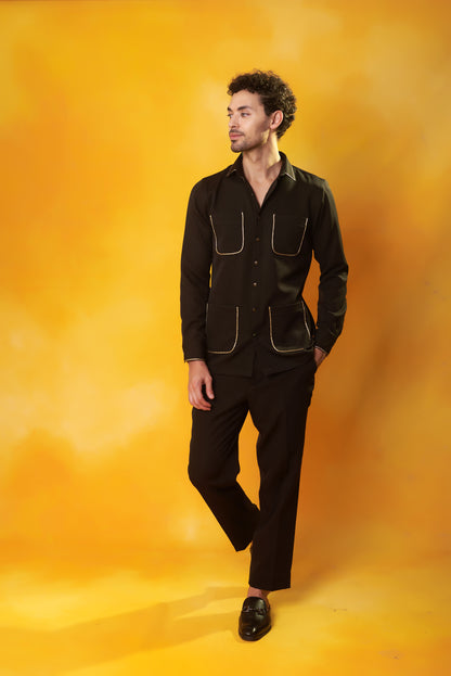 "Suvarna Shringar" Black & Gold Embroidered Co-ord Set