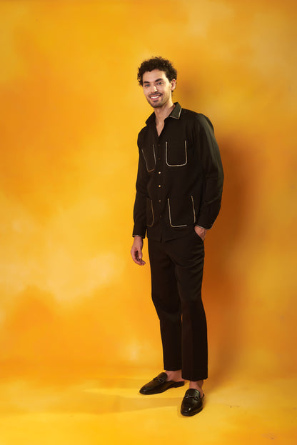 "Suvarna Shringar" Black & Gold Embroidered Co-ord Set