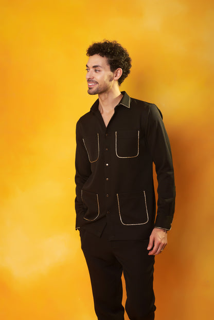 "Suvarna Shringar" Black & Gold Embroidered Co-ord Set