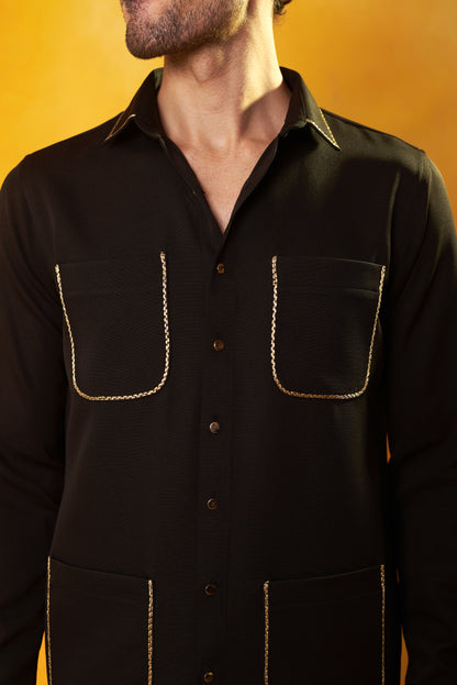 "Suvarna Shringar" Black & Gold Embroidered Co-ord Set