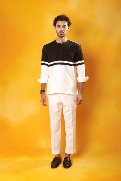 Dvidha Roop white black embroidered co-ord set | Bhavya Bhasin Couture