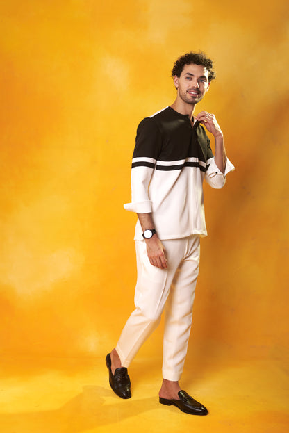 Dvidha Roop white and black embroidered co-ord set – embroidery detail
