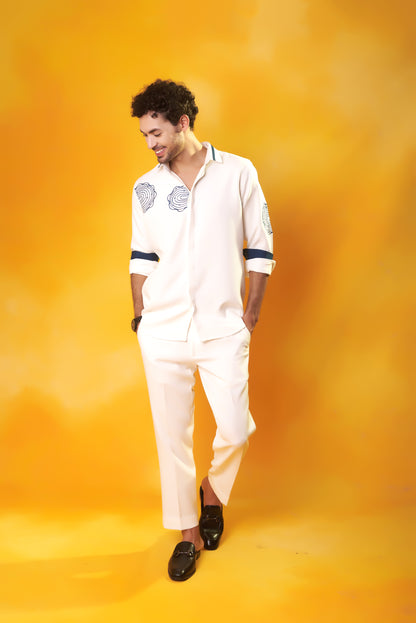 Shwet Sahaj white embroidered crepe co-ord set – alternate view 4