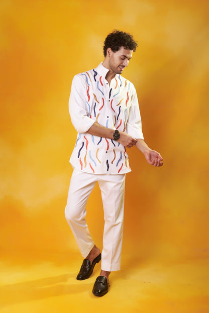 Rang Kiran white multi-colour embroidered co-ord set | Bhavya Bhasin Couture