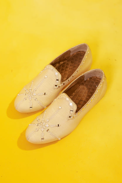 Prakrit Aaina natural tone mirror embroidered loafers – alternate view
