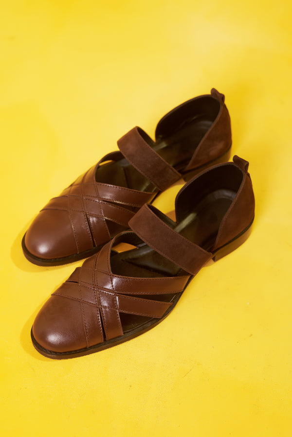 Brown Criss Cross Peshawari