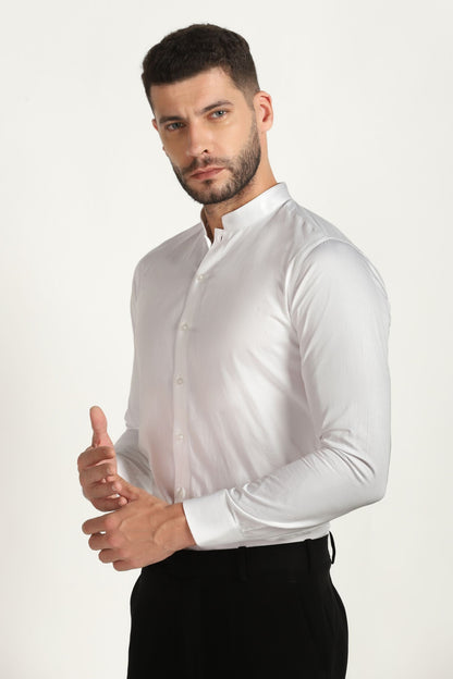 PLAIN WHITE CHINESE COLLAR SHIRT