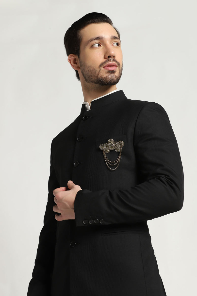 Eternal Elegance Black Bandhgala Suit