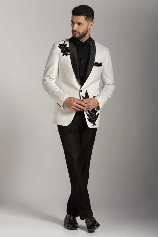 Ivory embellished suit luxury occasion wear | Bhavya Bhasin Couture