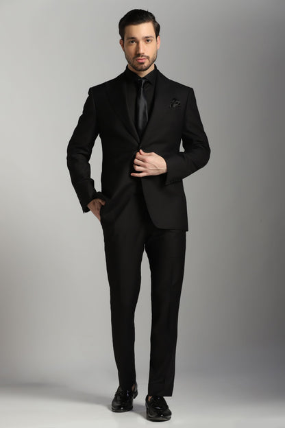 Classic black 2-button tailored formal suit | Bhavya Bhasin Couture