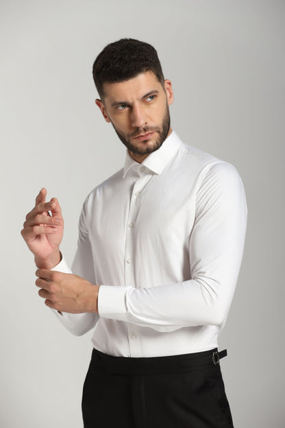 Plain white formal shirt luxury tailored | Bhavya Bhasin Couture