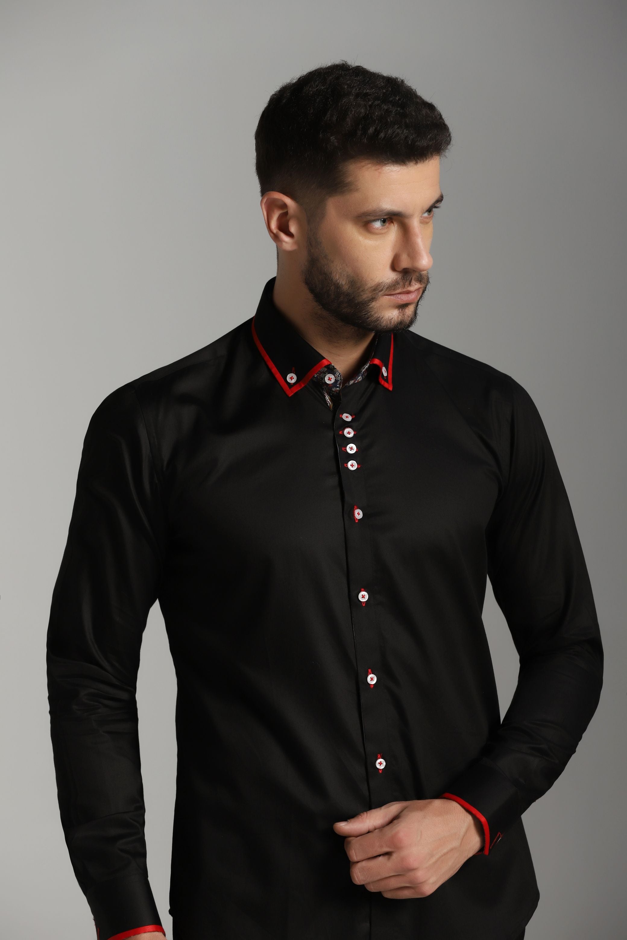 Midnight Classic: Black Casual Dinner and Party Shirt