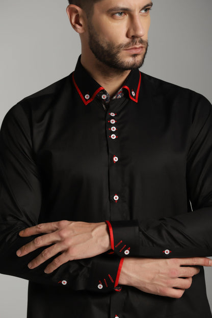 Black dinner party shirt luxury menswear | Bhavya Bhasin Couture