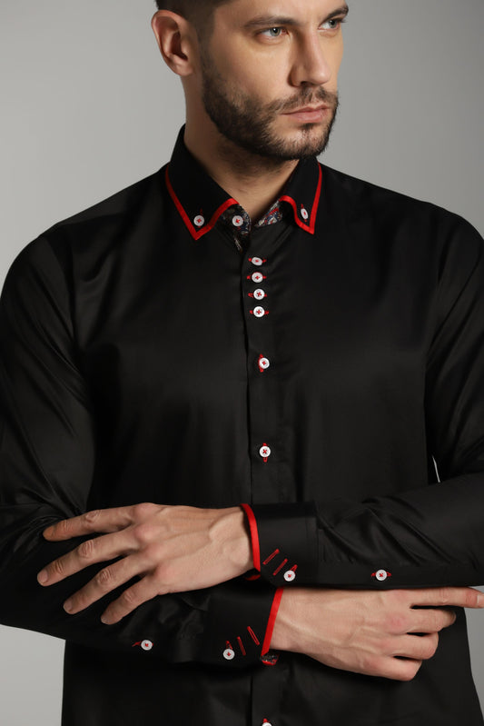 Black dinner party shirt luxury menswear | Bhavya Bhasin Couture