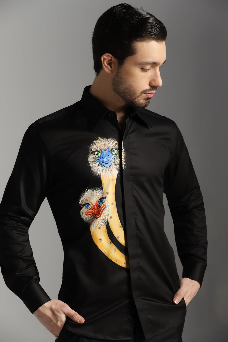 Nocturnal Elegance Flamingo Noir Shirt