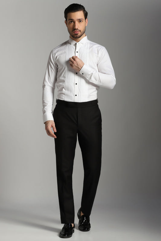 White pintucks Shirt For Tuxedo
