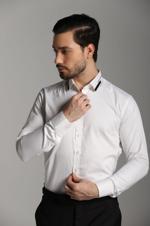 White Casual Shirt Black Detailing