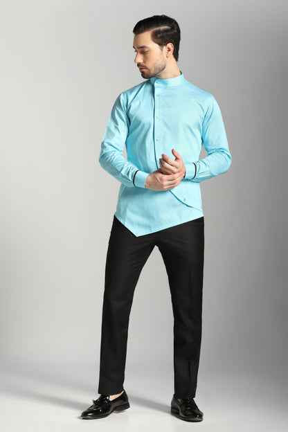 Sky blue casual designer shirt for men | Bhavya Bhasin Couture