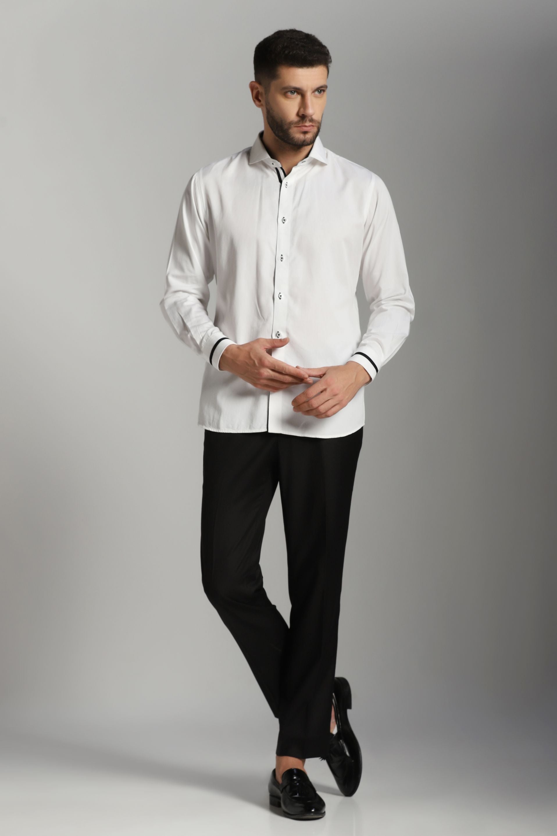 Monochrome elegance designer shirt for men | Bhavya Bhasin Couture