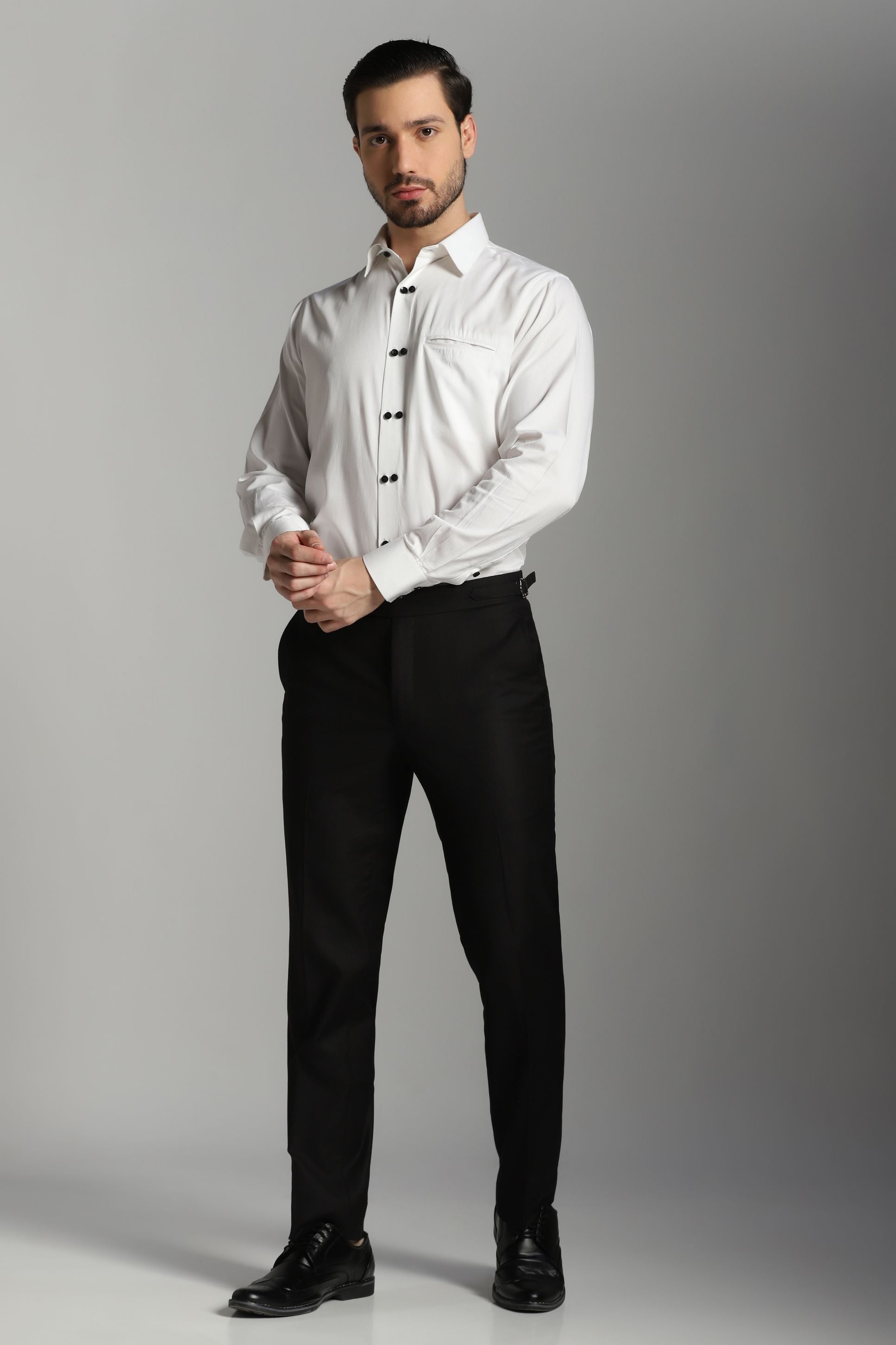 White Shirt with Double Button Design