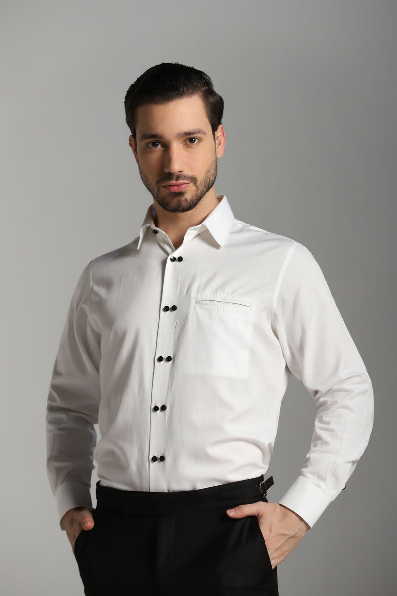 White Shirt with Double Button Design