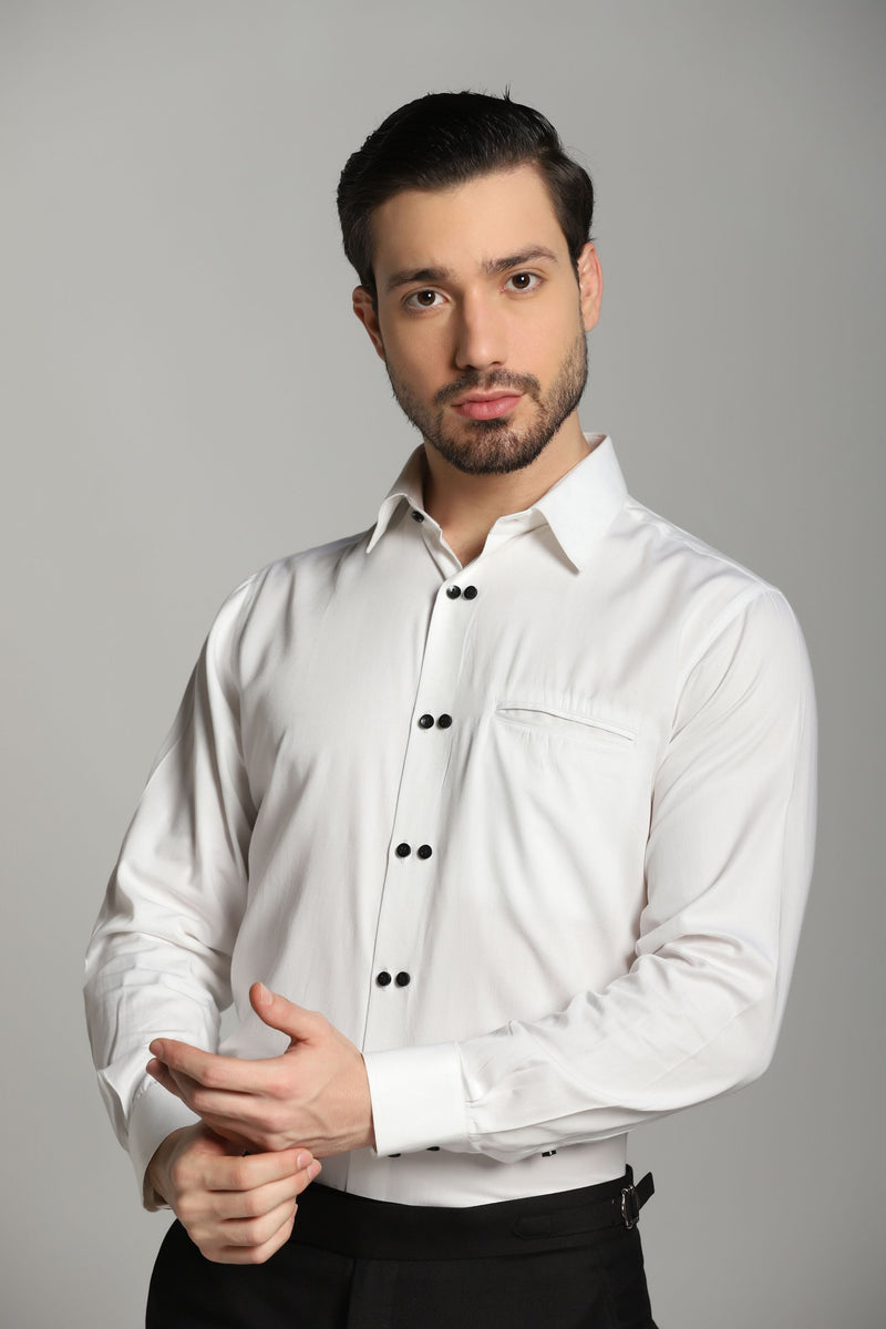 White Shirt with Double Button Design